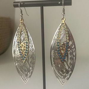 Brighton Silver Plated Layered Floral Cut Out Dangle Earrings